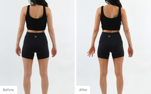 3 - Before and After Real Results of a woman's body from using the 3-in-1 Self Tanning + Sculpting Foam.